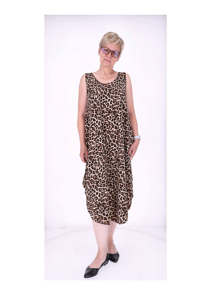 Kleid breite Träger A-Form AOP Leo
