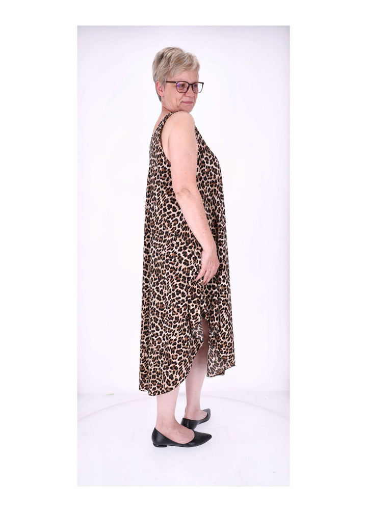 Kleid breite Träger A-Form AOP Leo