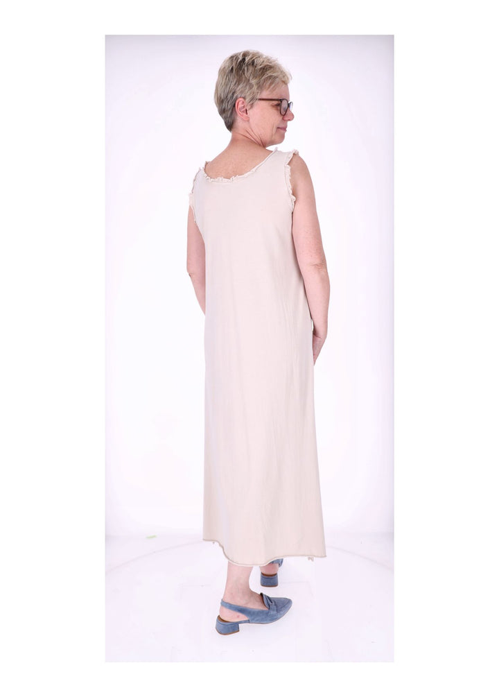 Kleid Maxi ohne Arm Schlitz Rüschen