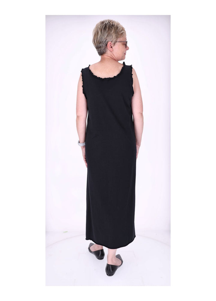 Kleid Maxi ohne Arm Schlitz Rüschen