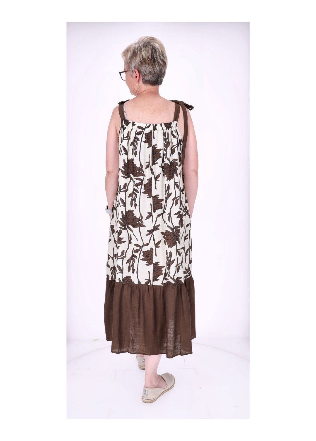 Kleid Träger zum binden AOP Rosen