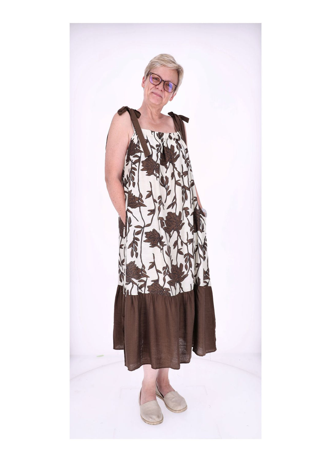 Kleid Träger zum binden AOP Rosen