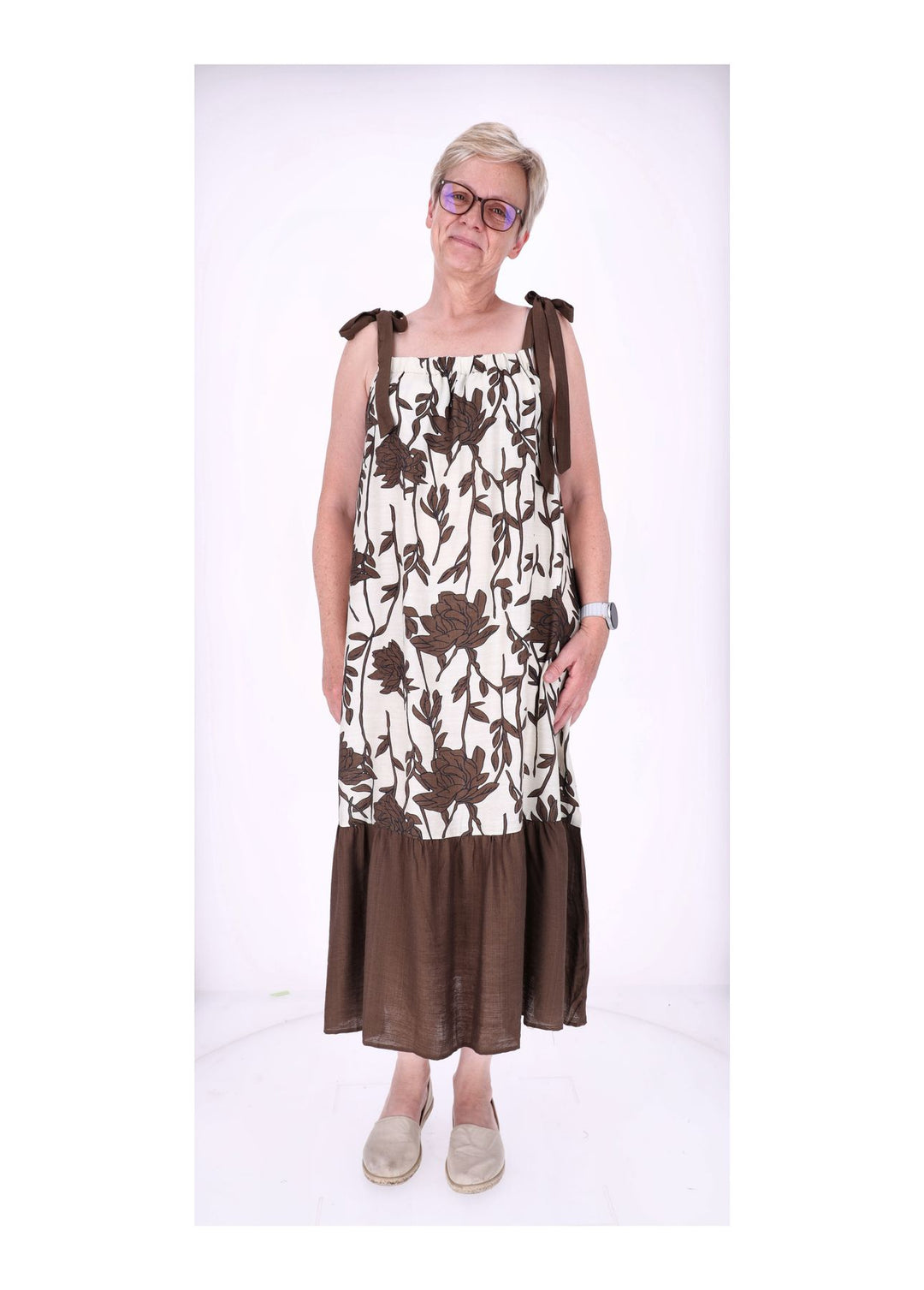 Kleid Träger zum binden AOP Rosen
