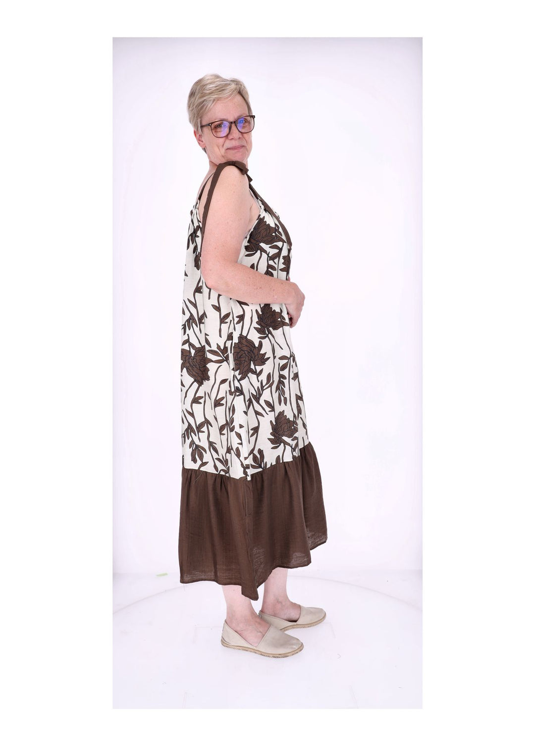 Kleid Träger zum binden AOP Rosen
