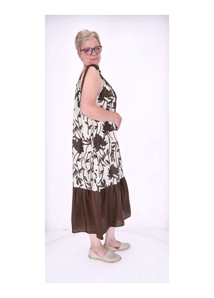 Kleid Träger zum binden AOP Rosen