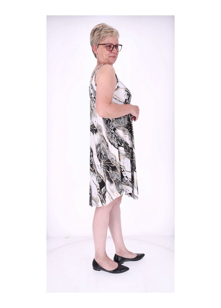 Kleid Viskose breite Träger A-Form AOP