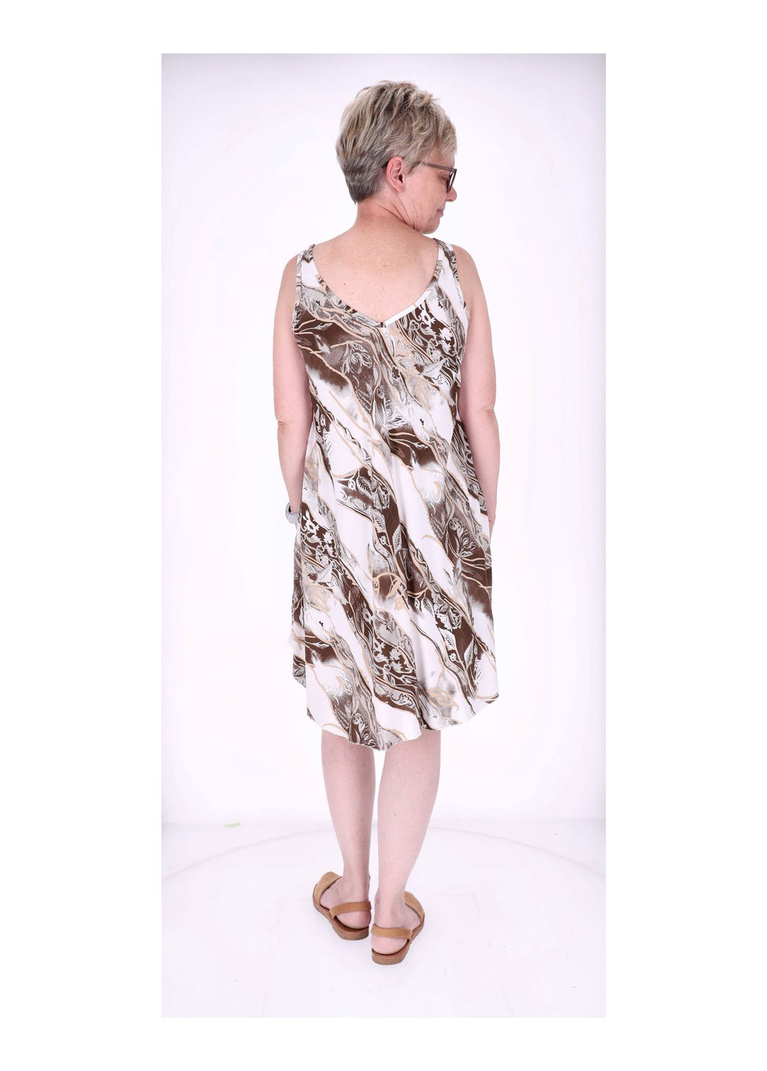 Kleid Viskose breite Träger A-Form AOP