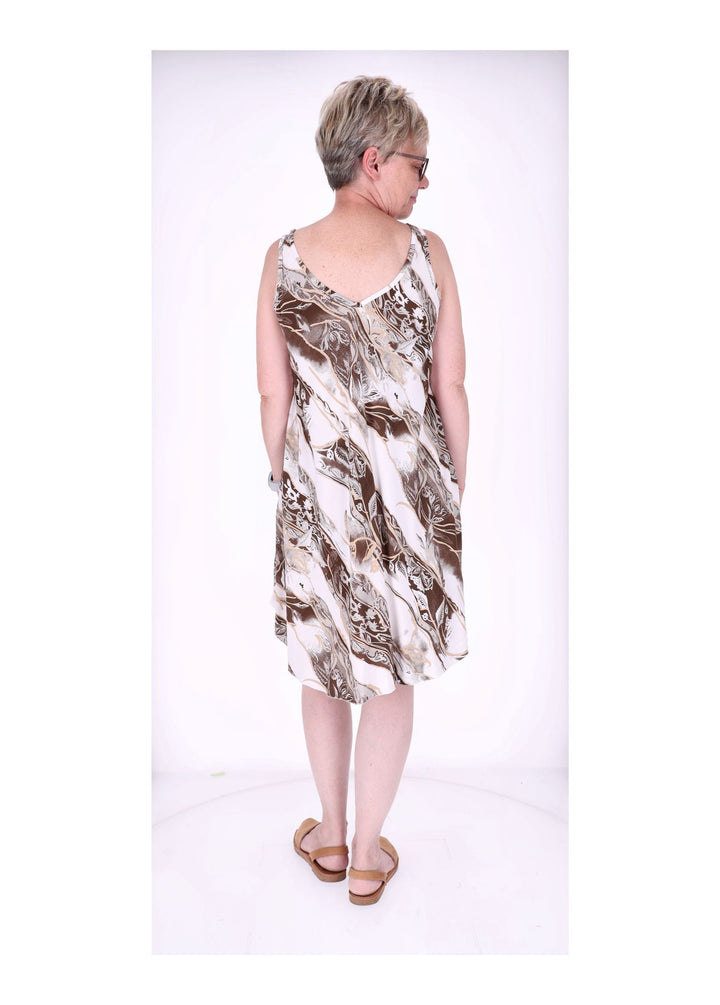 Kleid Viskose breite Träger A-Form AOP