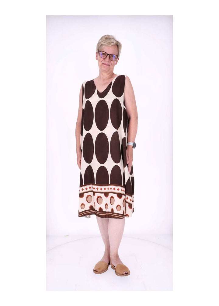 Kleid V-Ausschnitt AOP große Punkte
