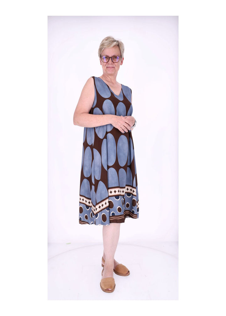 Kleid V-Ausschnitt AOP große Punkte