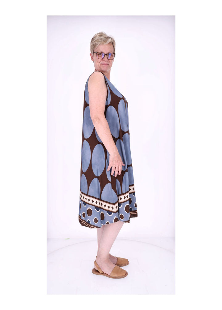 Kleid V-Ausschnitt AOP große Punkte