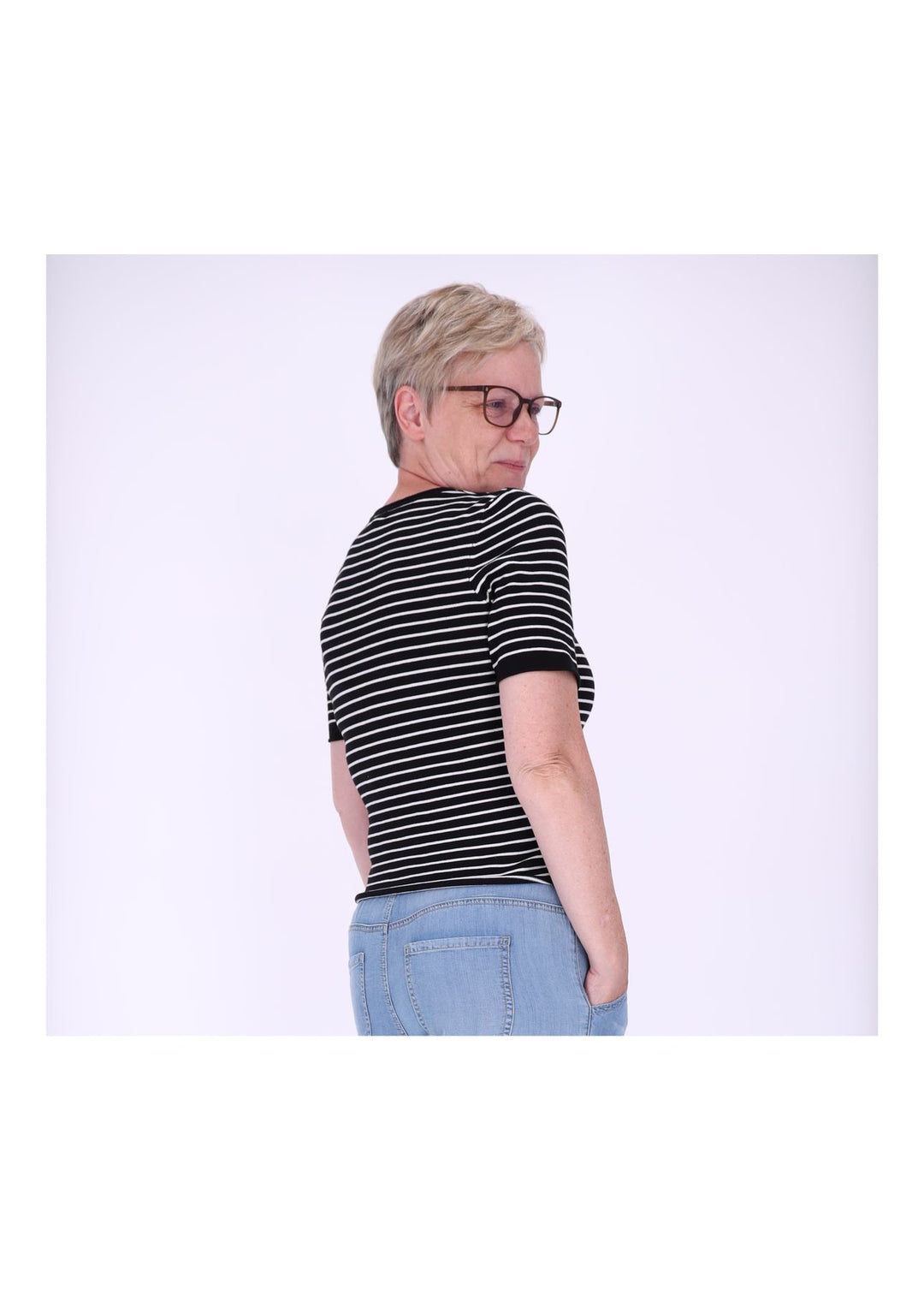 T-Shirt Damen Feinstrick Ringel