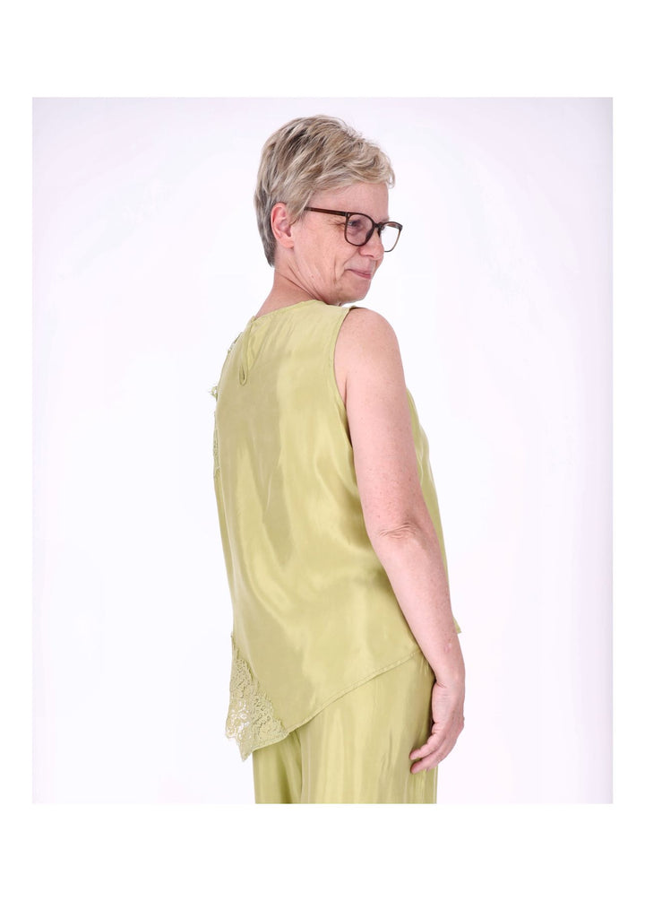Top Damen Lingerie Asymetrisch Spitze am Saum und Arm
