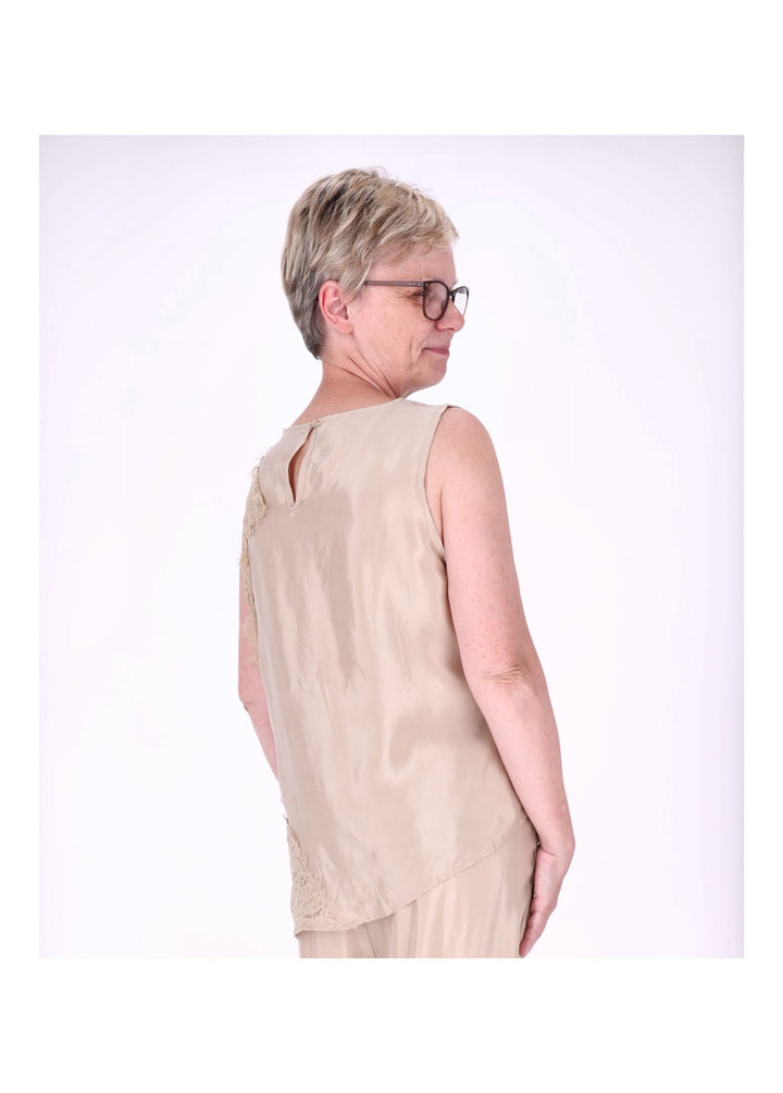 Top Damen Lingerie Asymetrisch Spitze am Saum und Arm