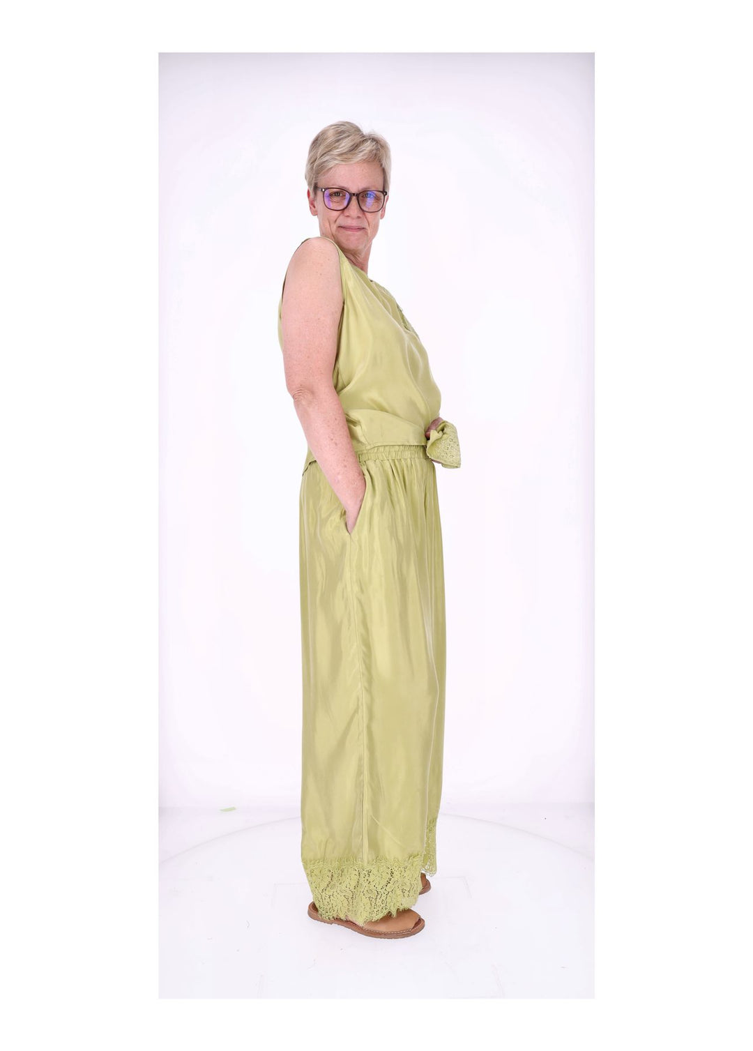 Hose Damen Lingerie Spitze am Saum
