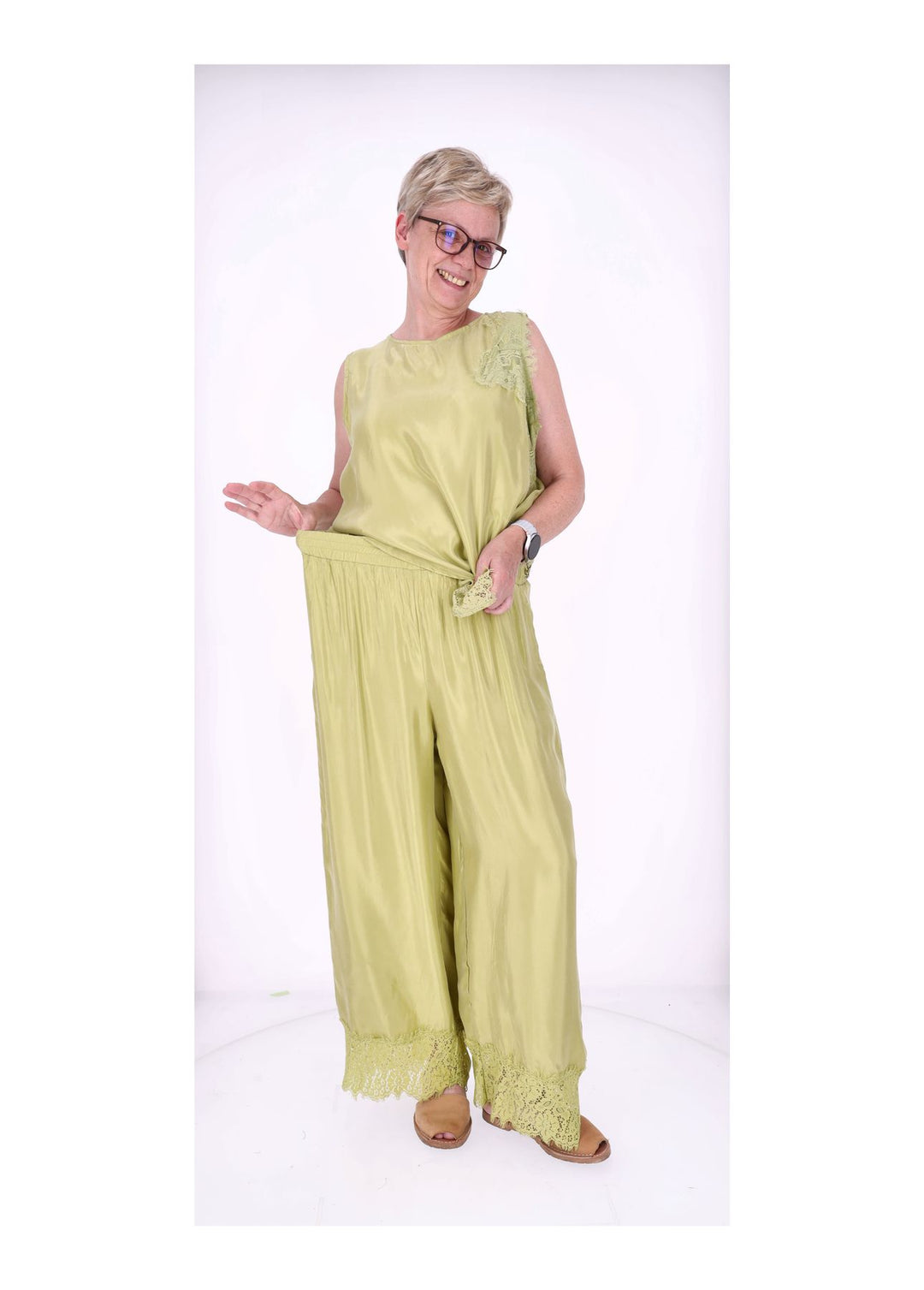 Hose Damen Lingerie Spitze am Saum