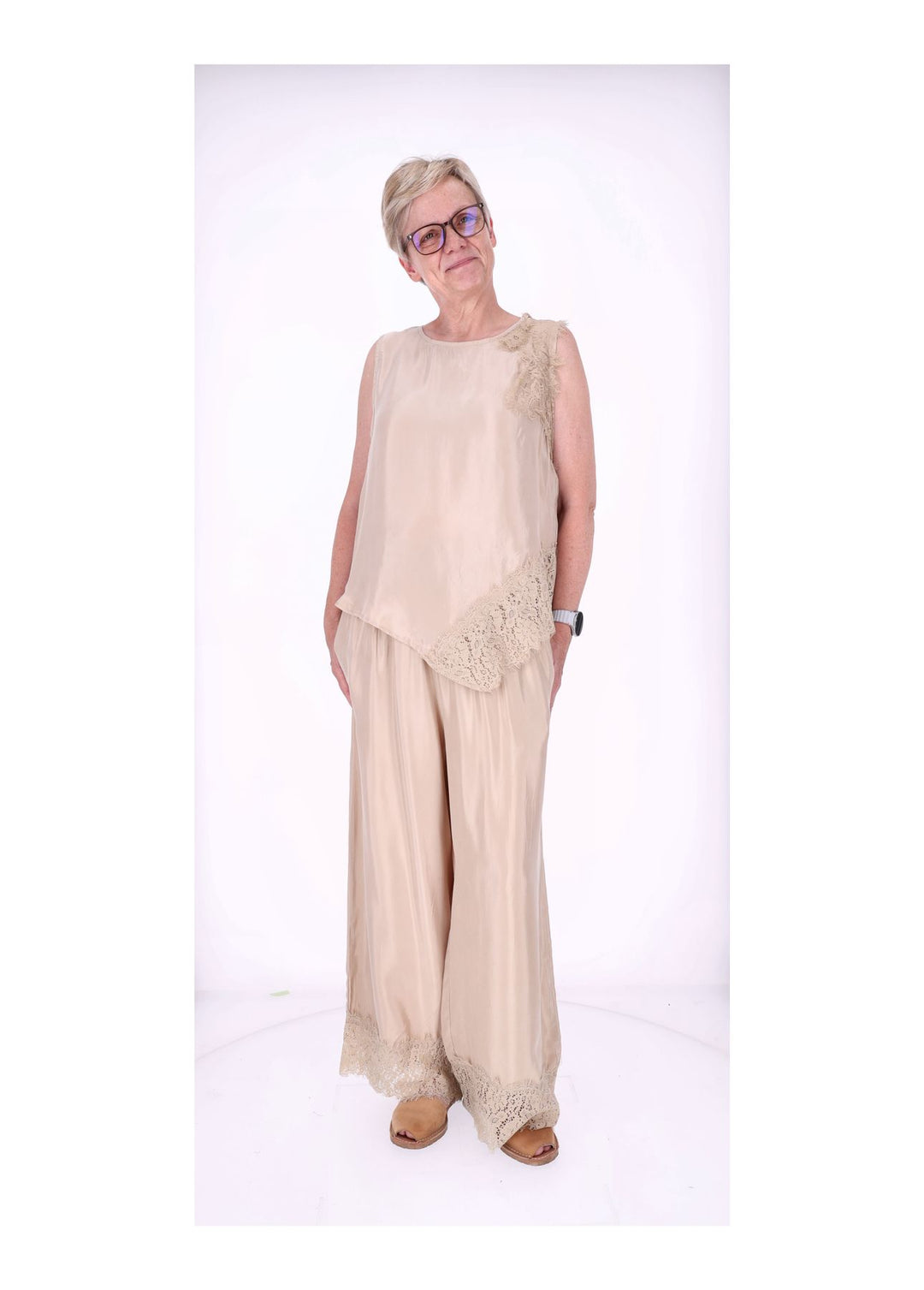 Hose Damen Lingerie Spitze am Saum