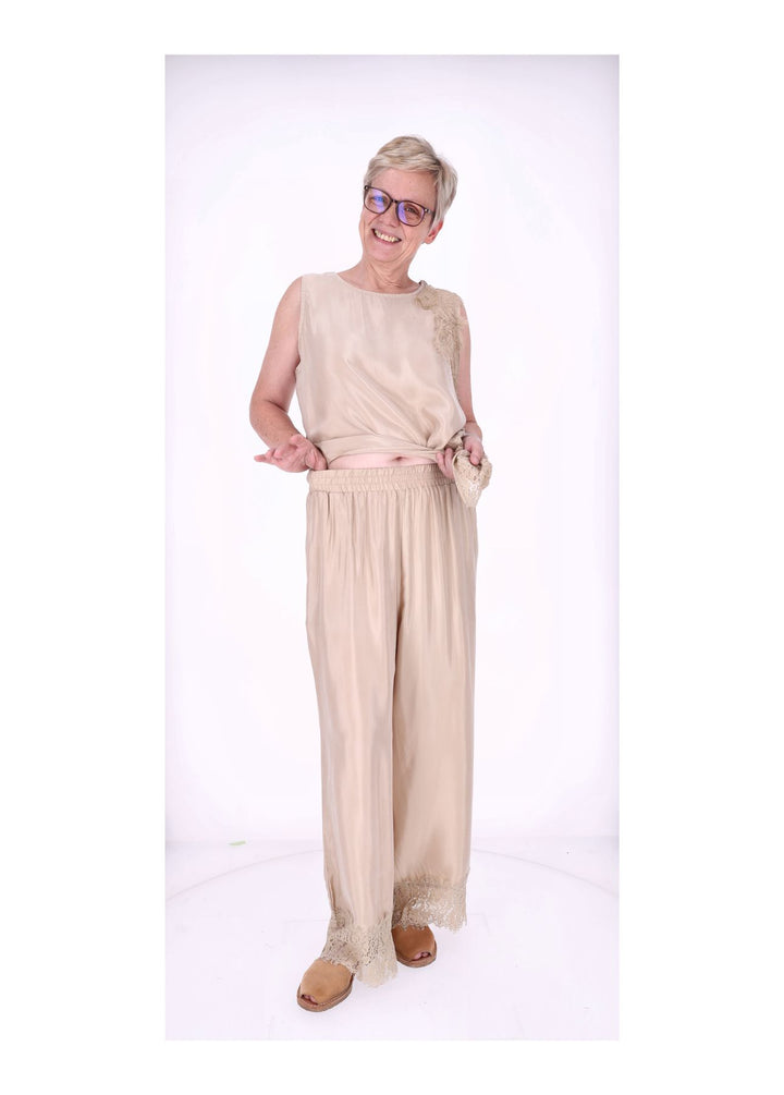 Hose Damen Lingerie Spitze am Saum