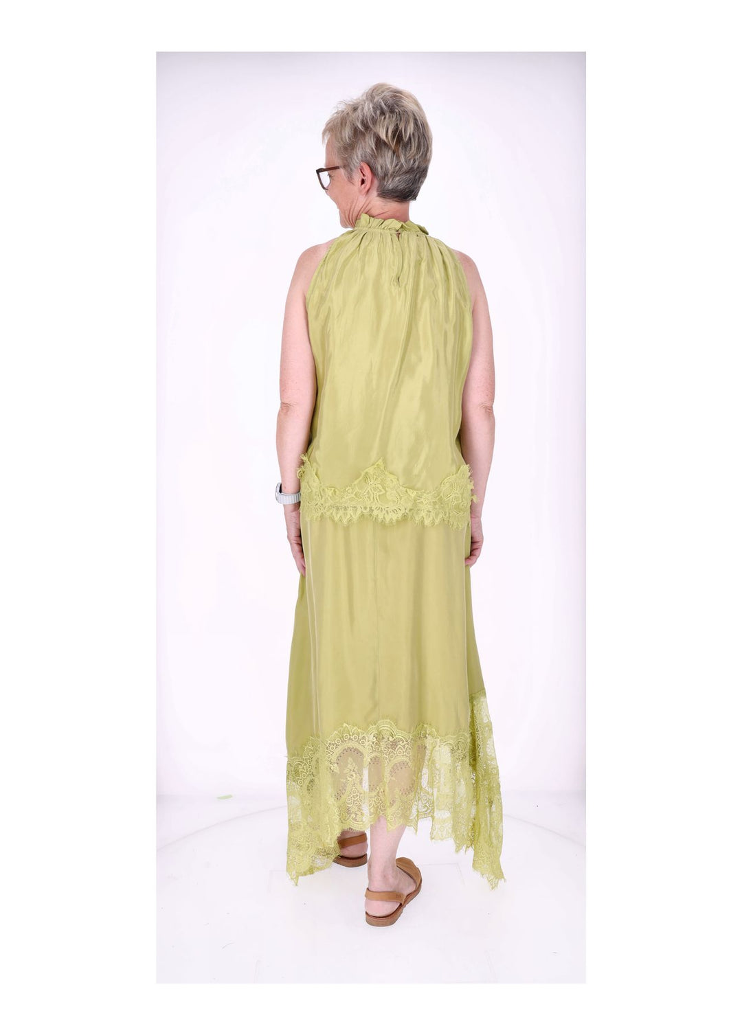 Rock Midi Lingerie Spitze am Saum Gummizug