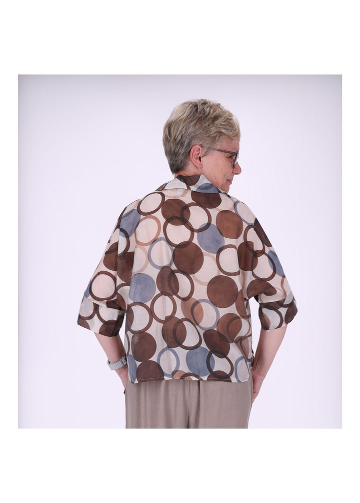 Bluse Raglan Ärmel leichte Qualität AOP Kreise