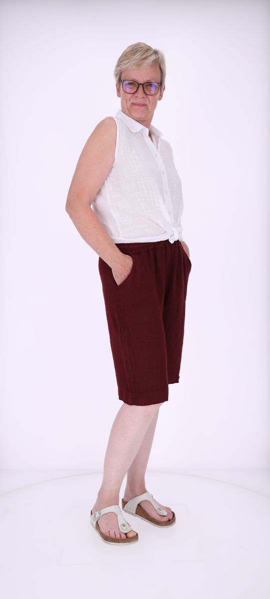 Leinenshort Damen Gummibund
