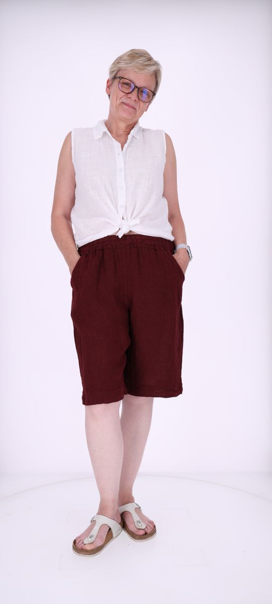 Leinenshort Damen Gummibund