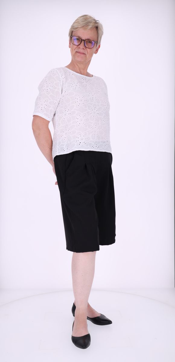 T-Shirt Damen Lochmusterhinten geknöpft