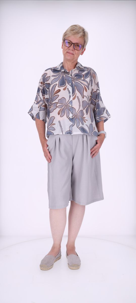 Bluse Raglan Ärmel AOP Blätter