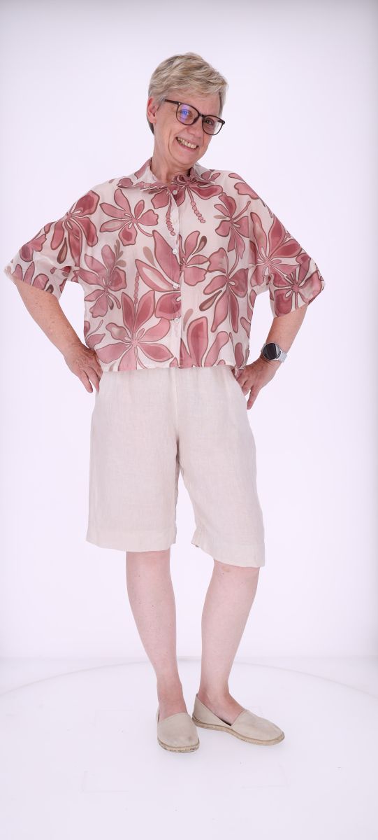 Bluse Raglan Ärmel AOP Blätter