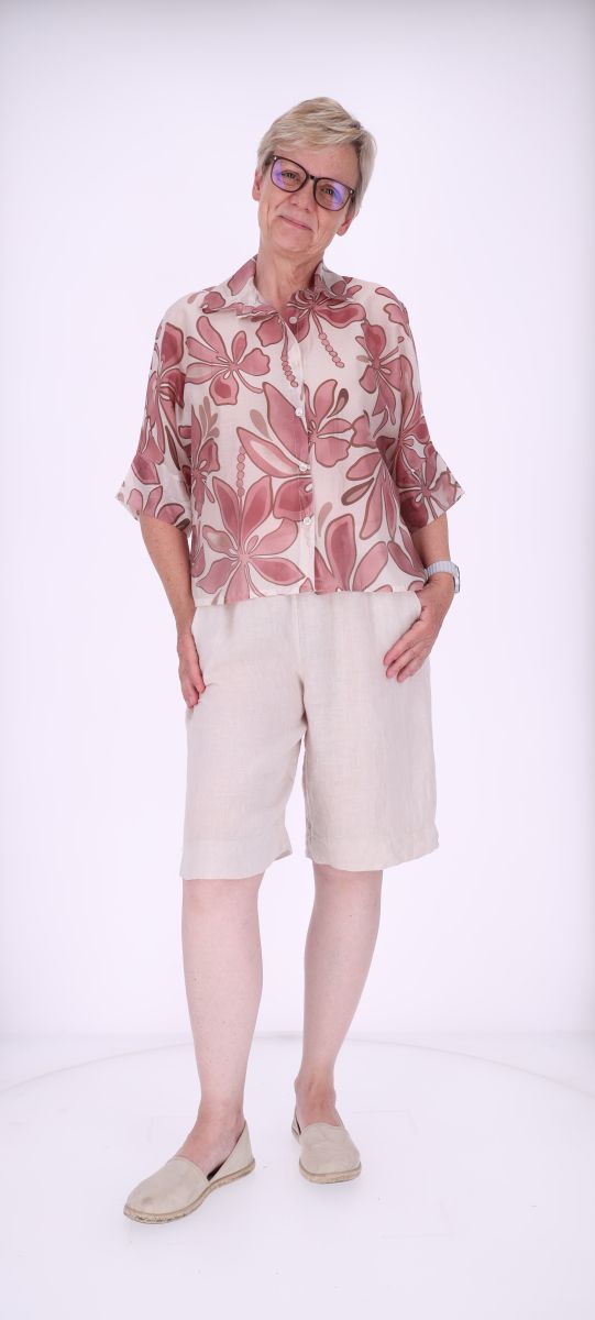Bluse Raglan Ärmel AOP Blätter