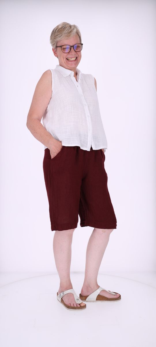 Bluse Damen Leinenmix ohne Arm