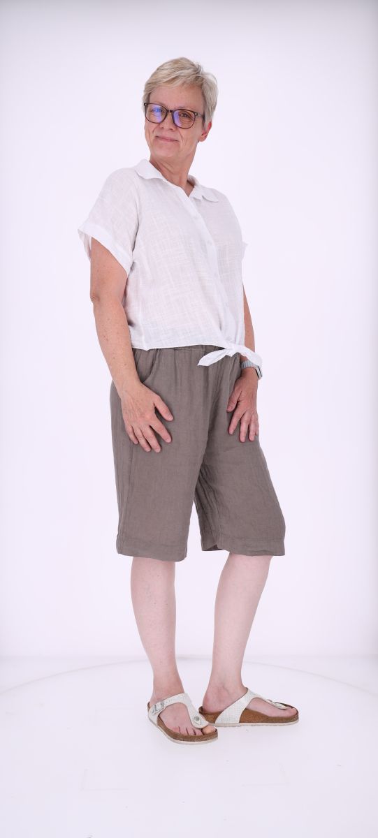 Bluse Damen zum Binden Leinenmix