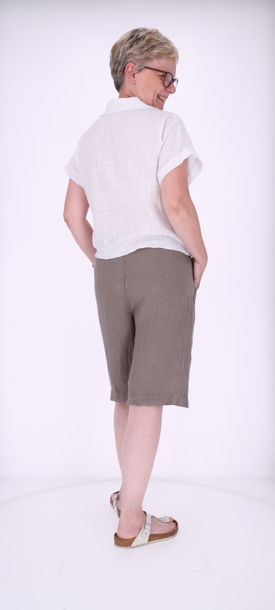 Bluse Damen zum Binden Leinenmix