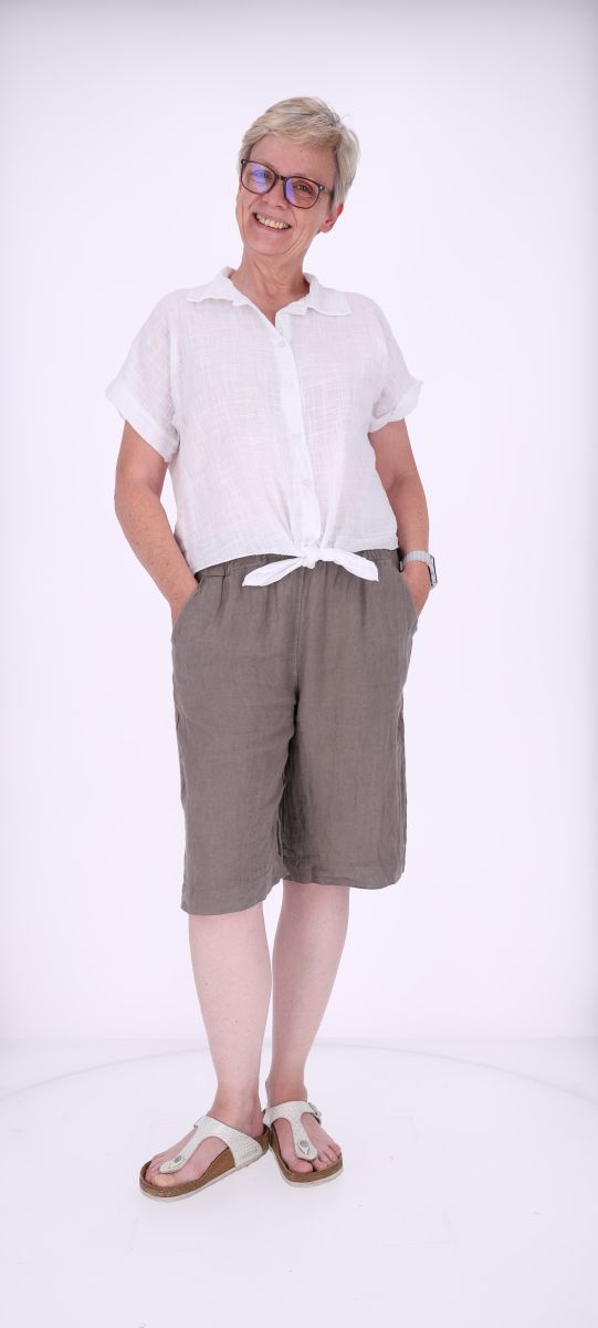 Bluse Damen zum Binden Leinenmix