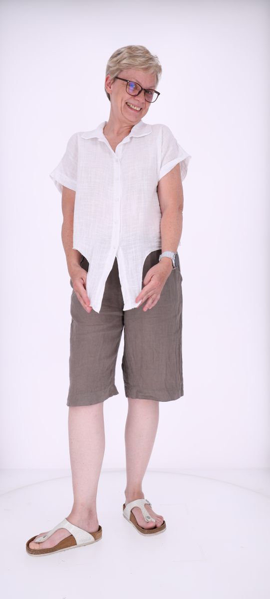 Bluse Damen zum Binden Leinenmix