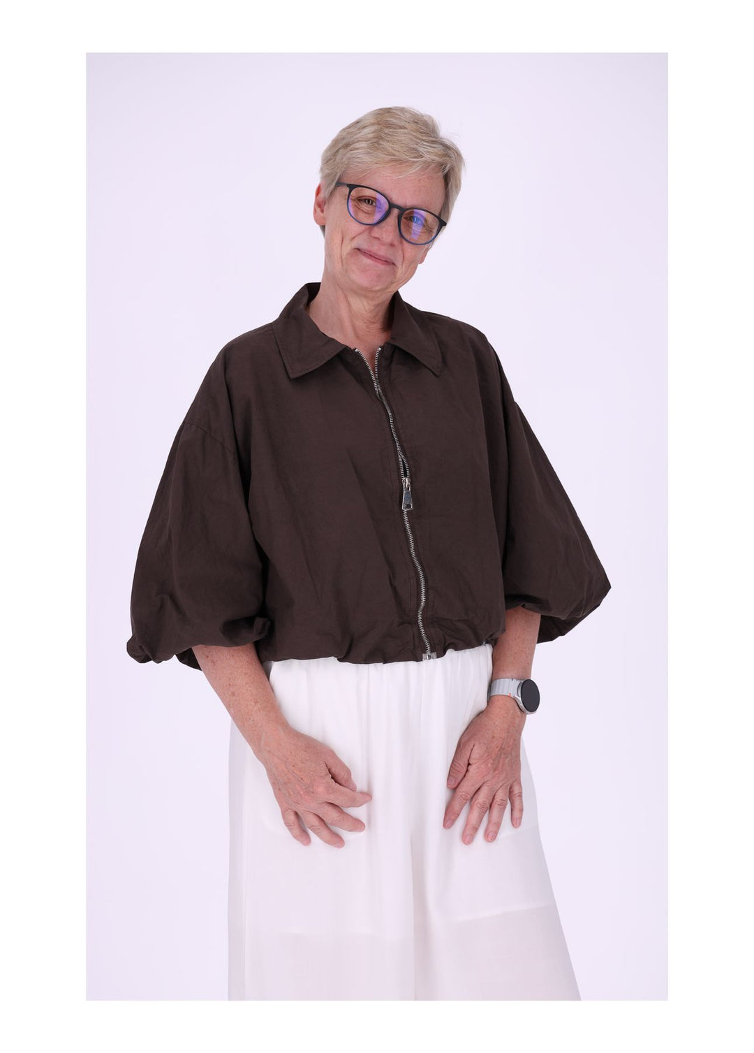 Jacke Damen 3/4 Arm Ballonärmel Gummizug im Bund