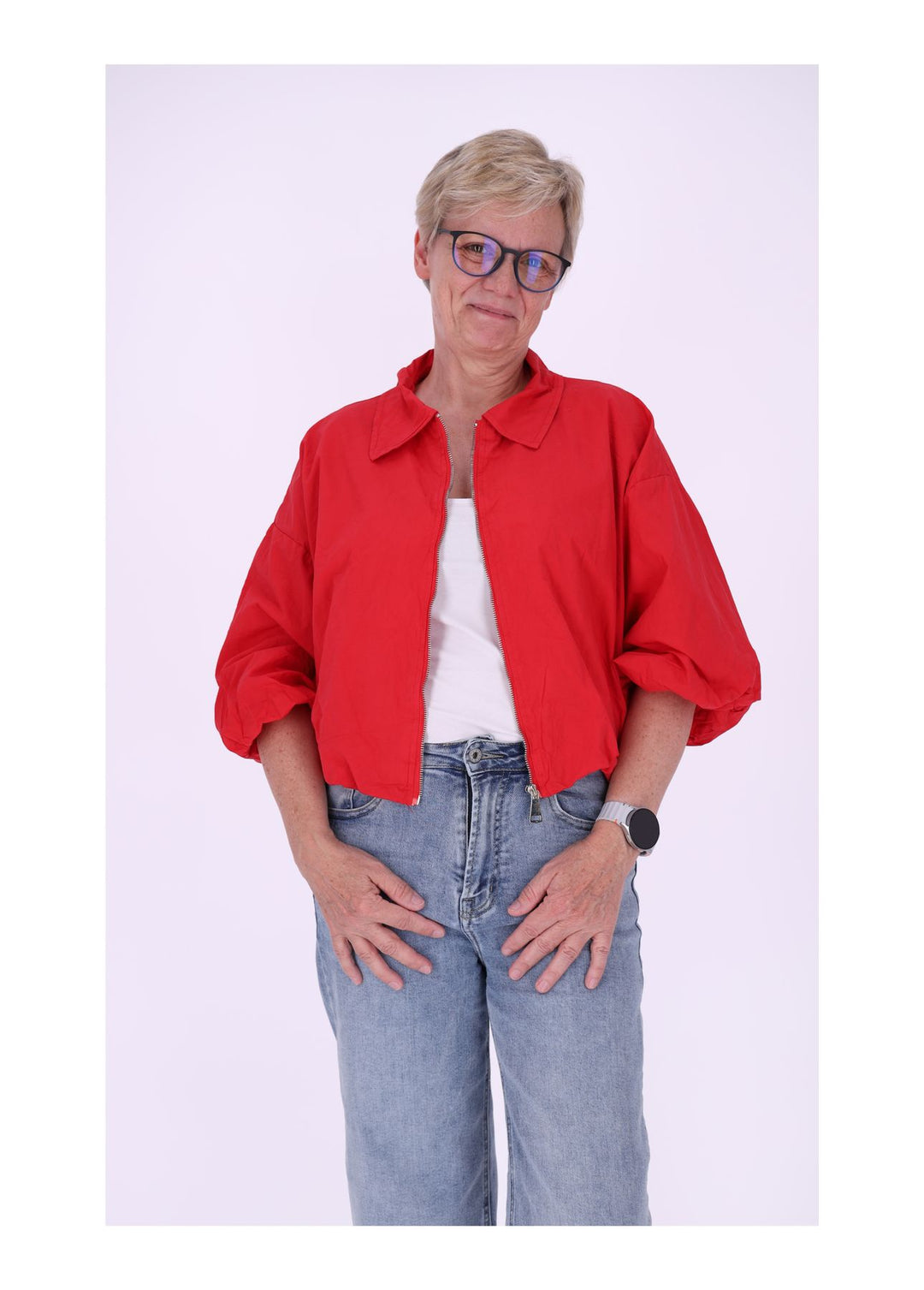 Jacke Damen 3/4 Arm Ballonärmel Gummizug im Bund