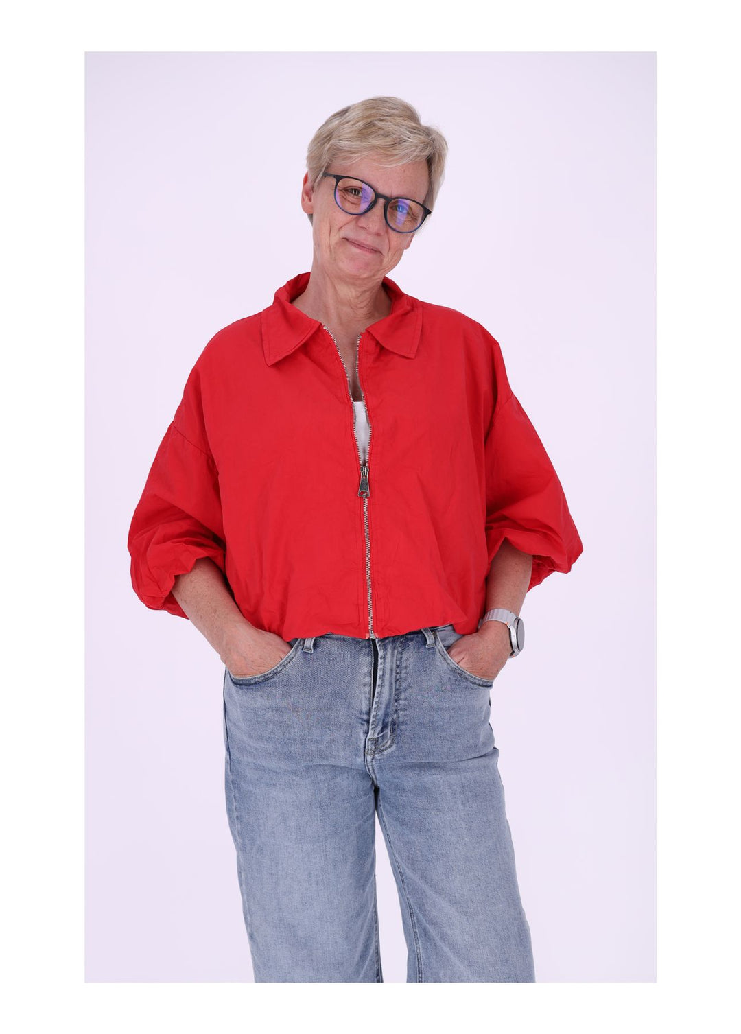 Jacke Damen 3/4 Arm Ballonärmel Gummizug im Bund