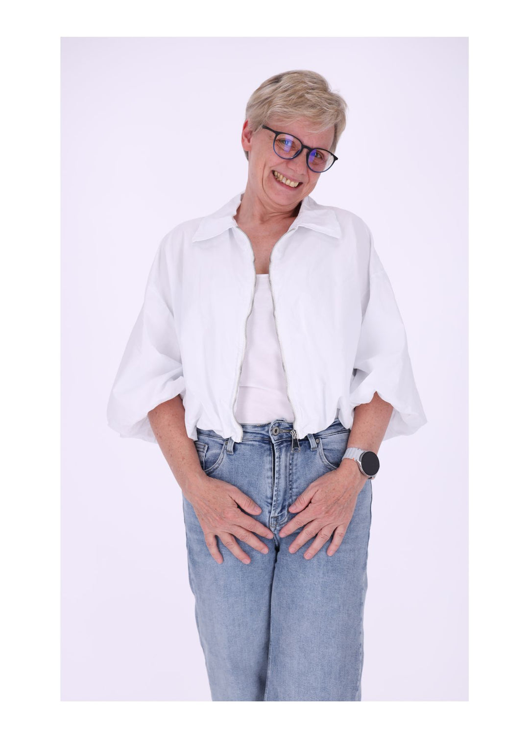 Jacke Damen 3/4 Arm Ballonärmel Gummizug im Bund