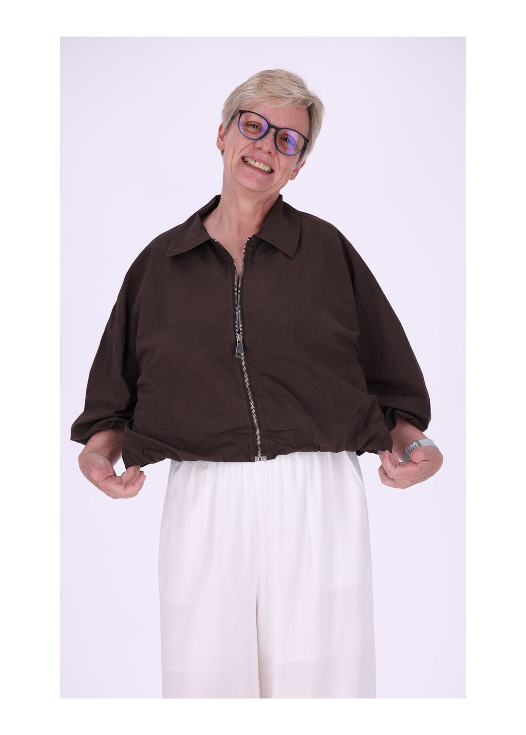 Jacke Damen 3/4 Arm Ballonärmel Gummizug im Bund