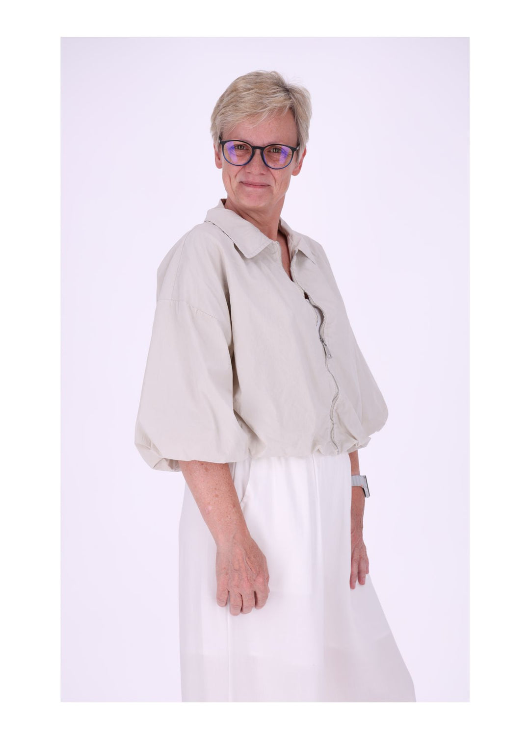 Jacke Damen 3/4 Arm Ballonärmel Gummizug im Bund