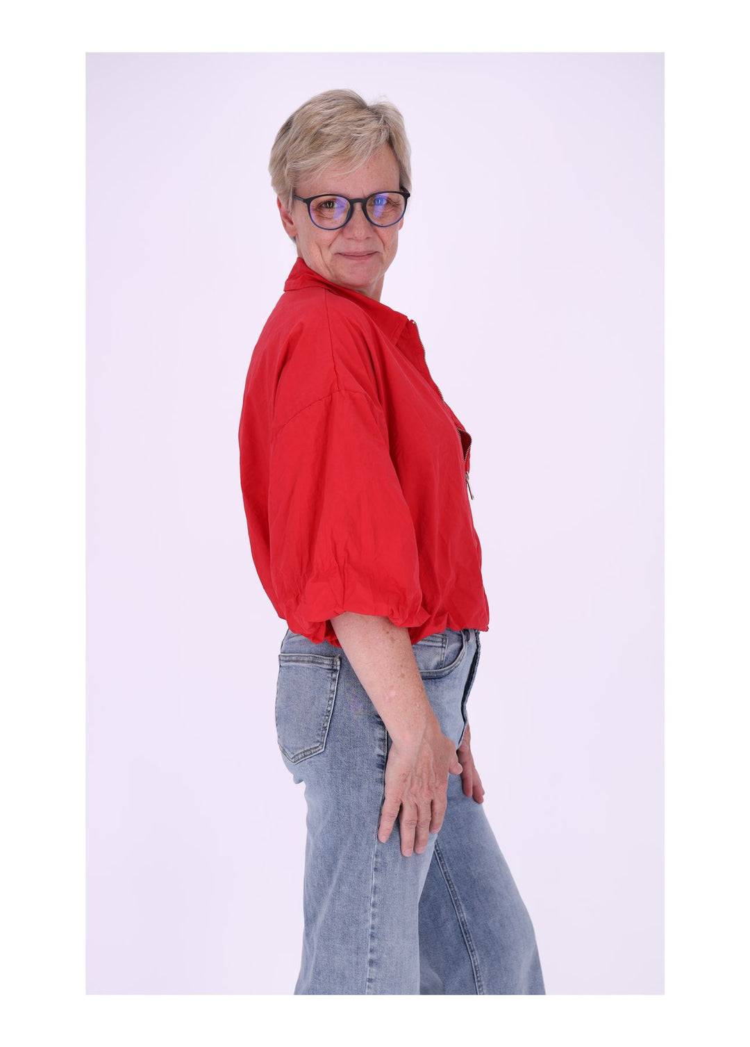 Jacke Damen 3/4 Arm Ballonärmel Gummizug im Bund