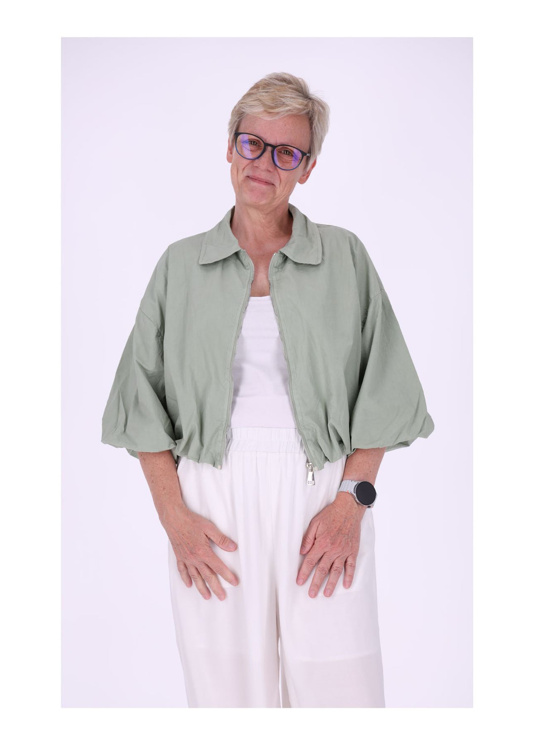 Jacke Damen 3/4 Arm Ballonärmel Gummizug im Bund
