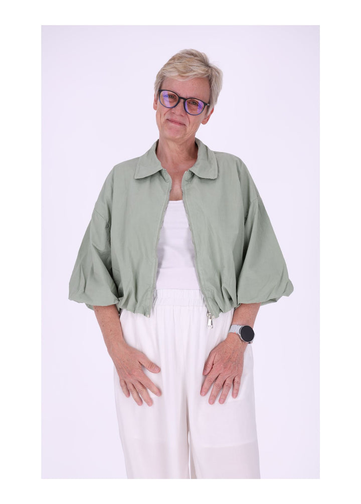 Jacke Damen 3/4 Arm Ballonärmel Gummizug im Bund