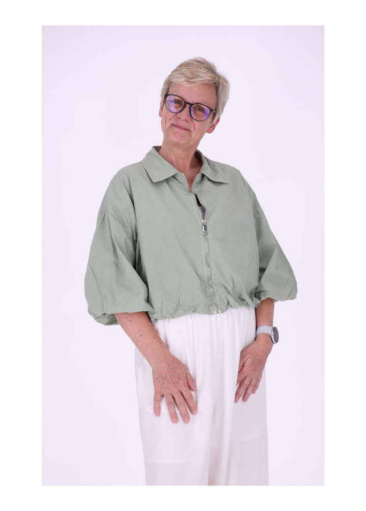 Jacke Damen 3/4 Arm Ballonärmel Gummizug im Bund