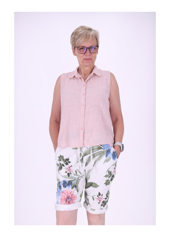 Bluse Damen Leinenmix ohne Arm