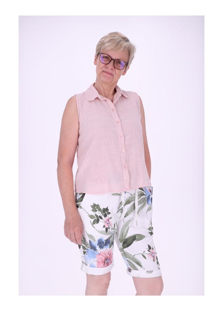 Bluse Damen Leinenmix ohne Arm