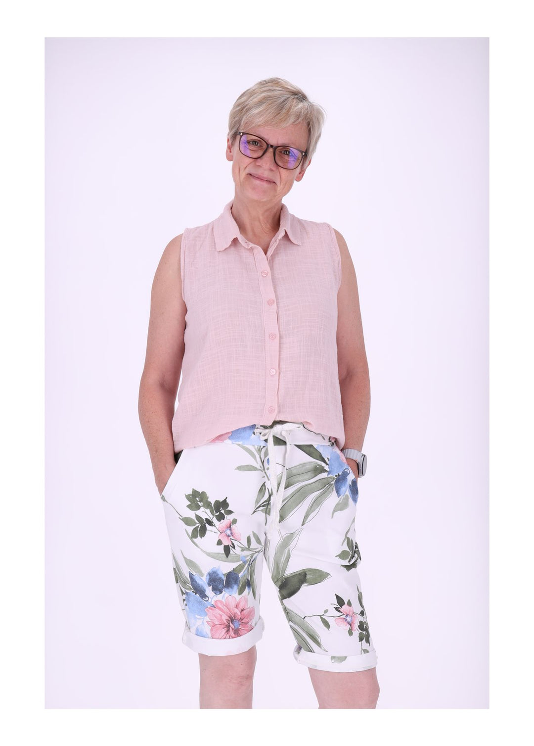 Bluse Damen Leinenmix ohne Arm