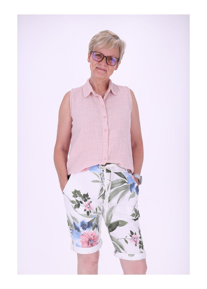 Bluse Damen Leinenmix ohne Arm