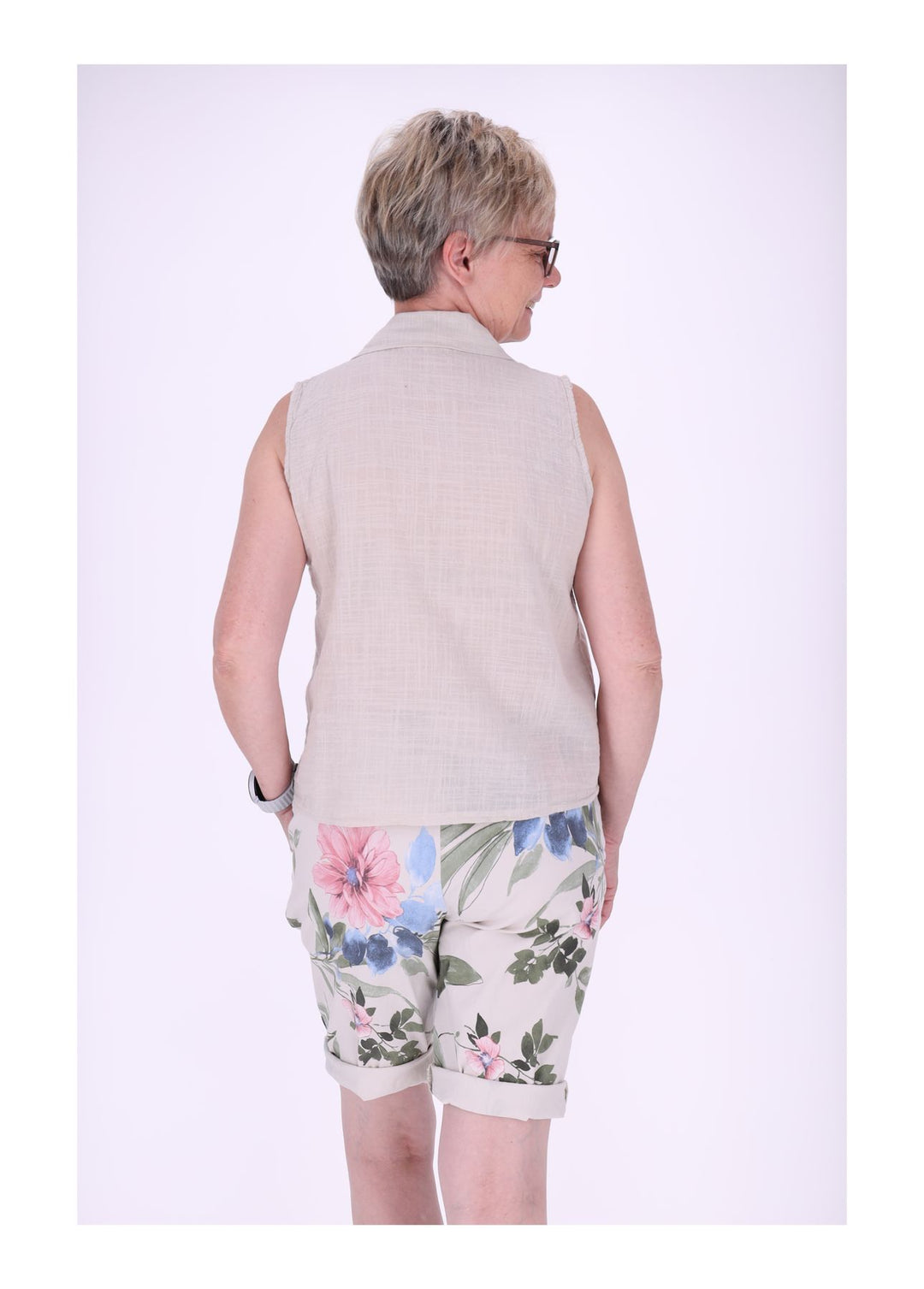 Bluse Damen Leinenmix ohne Arm